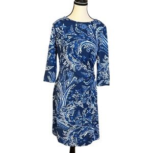 J McLaughlin Sage Blue Floral Sheath Dress Catalina Cloth Women’s Size Medium